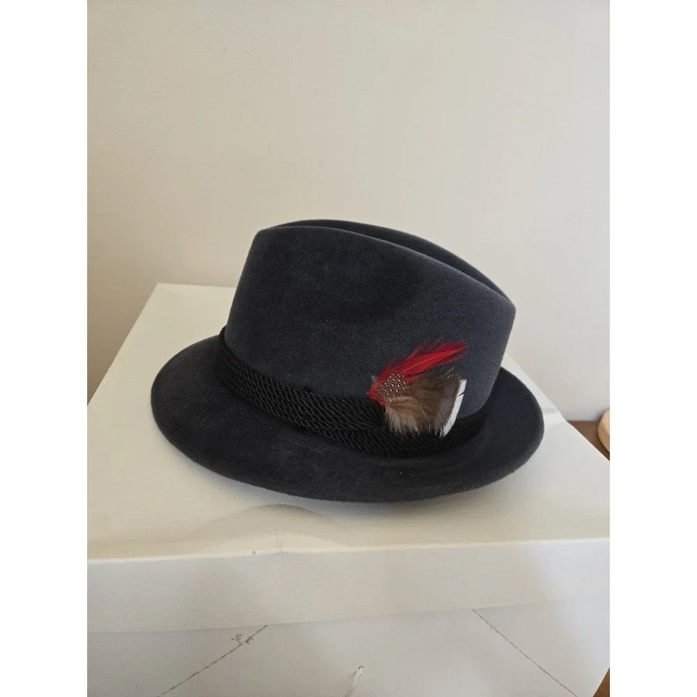Vintage Hippodrome Hatters Mens Fedora 7 1/8 Gray Velour Fur Pinched Crown Hat